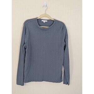 Frame Mens Medium Classic T Shirt  Crewneck Long Sleeve Bering Blue Classic